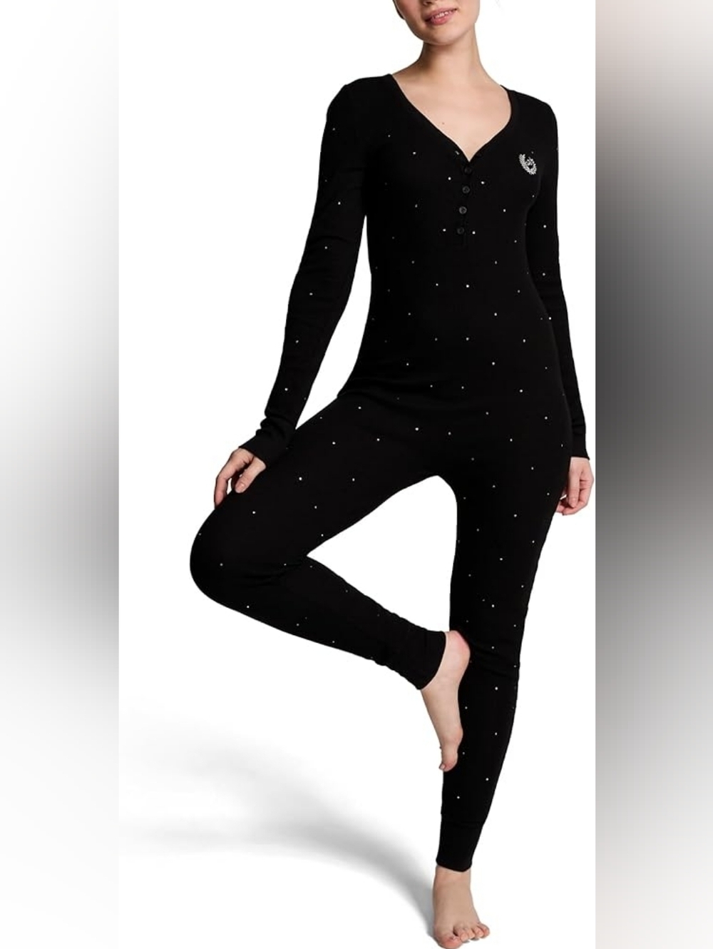 Victoria's Secret Pink Bling One-Piece Thermal Pajama - Picture 2 of 3
